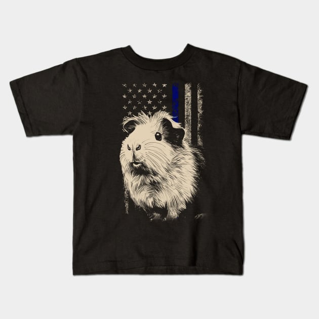 Fluffy American Flag Guinea Pig Love, Stylish Statement Tee Kids T-Shirt by Gamma-Mage